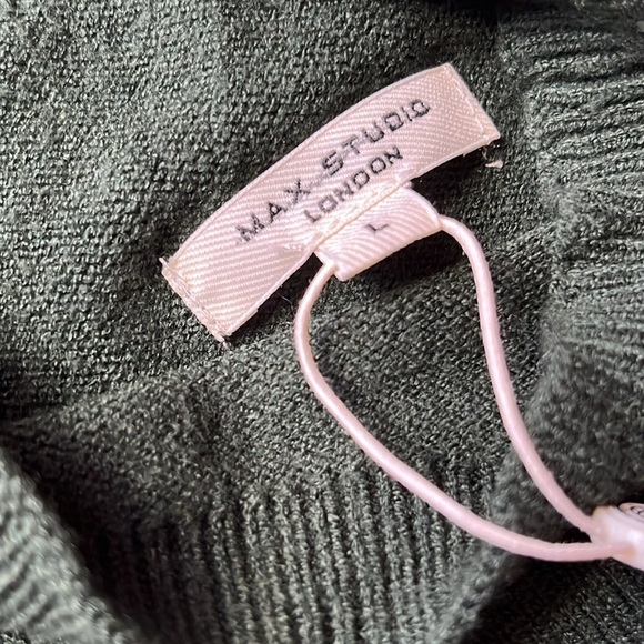 NewMax Studio Sleeveless Knit Sweater Vest L Hunter Green High Neck Ribbed Trim - Picture 2 of 12